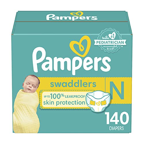 Pampers Swaddlers Newborn Diapers - Size 0, 140 Count, Ultra Soft Disposable Baby Diapers